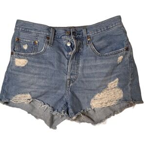 Levi's 501 Denim Jean Shorts Women's Size 27 Light Wash Distressed Ripped
